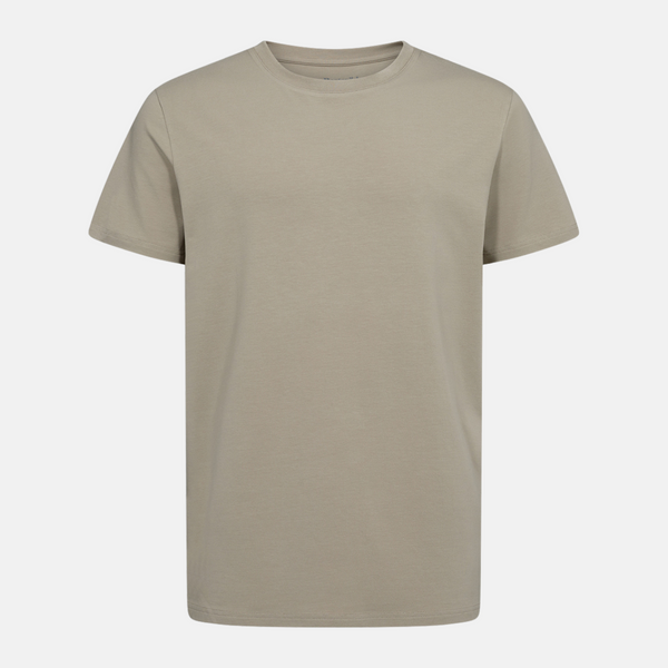 Dunkles khakifarbenes Bambus-T-Shirt mit Rundhalsausschnitt
