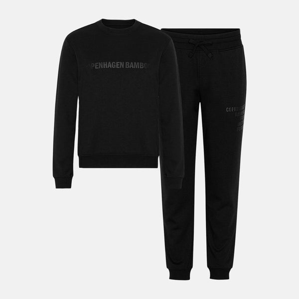 Sort bambus joggingsæt med logo fra Copenhagen Bamboo