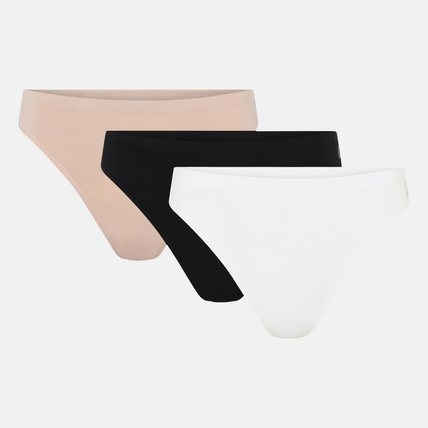 3er-Pack Bambus-Tanga - schwarz-weiß-nackt