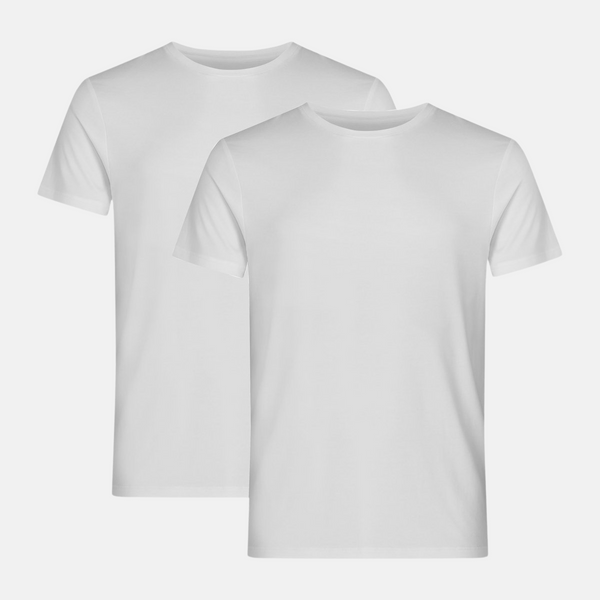 2 weiße Bambus-T-Shirts mit Rundhalsausschnitt und schmaler Passform
