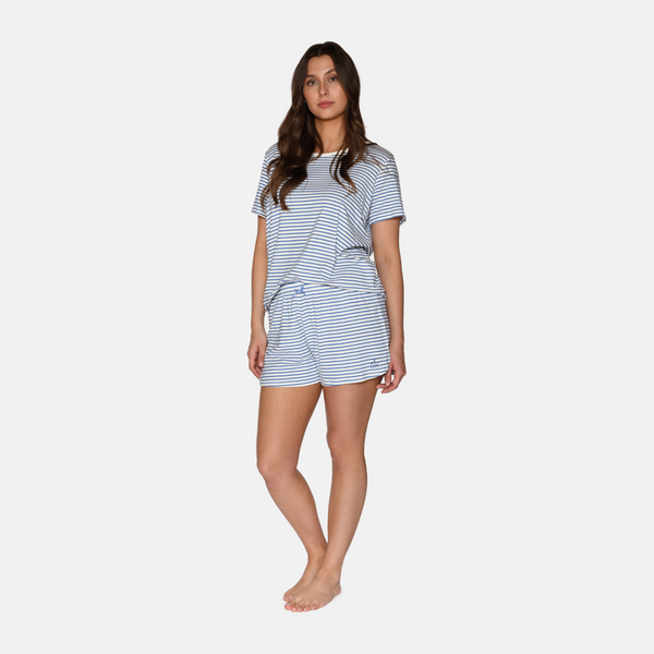 Kimmy bamboo night shorts - hellblau gestreift