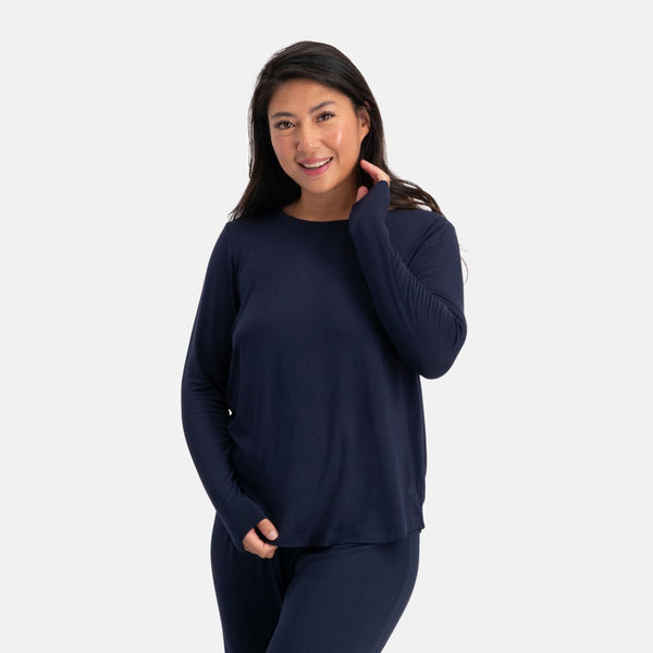 Nina Blå langærmet pyjamassæt fra Bamboo Basics