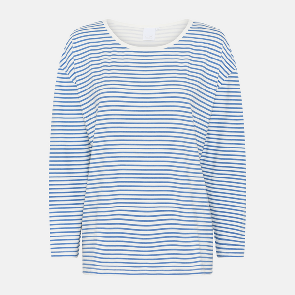Britt Langarm-Bambus-T-Shirt - hellblau gestreift