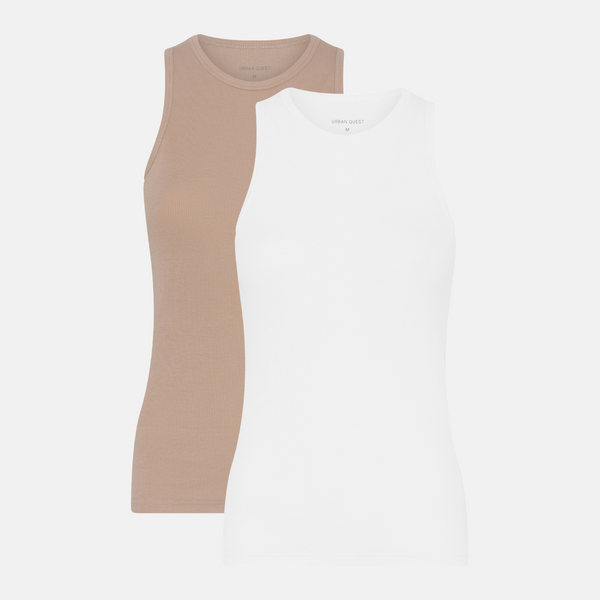 2er-Pack Bambus-Tank-Top in Rippe - Weiß-nackt