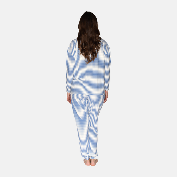 Britt Langarm-Bambus-T-Shirt - hellblau gestreift