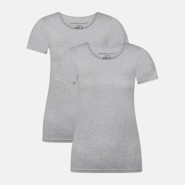 Kate Bambus-T-Shirt Rundhalsausschnitt - hellgrau 2er-Pack