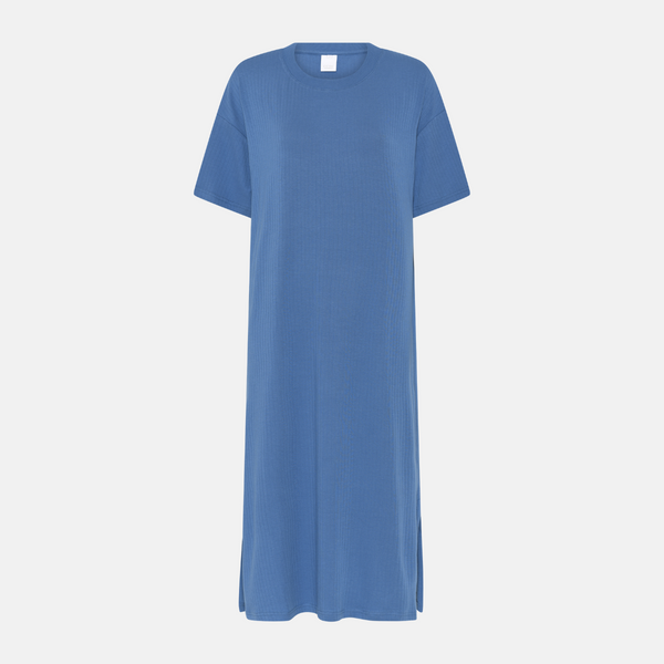 Amina Kurzarm-Bambus-Nachthemd - blau