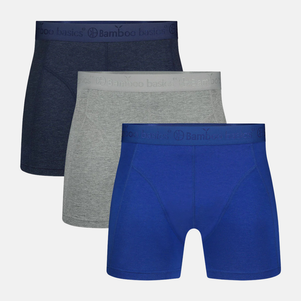 Rico Bambus Unterhosen - Grau - Blau meliert - Blau 3er Pack