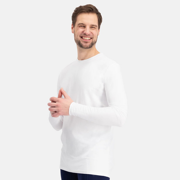Ralph Bambus Langarm-T-Shirt mit Rundhalsausschnitt - Weiß 2er Pack