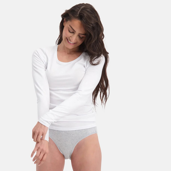 Lara Bambus Langarm-T-Shirt - Weiß 2er-Pack