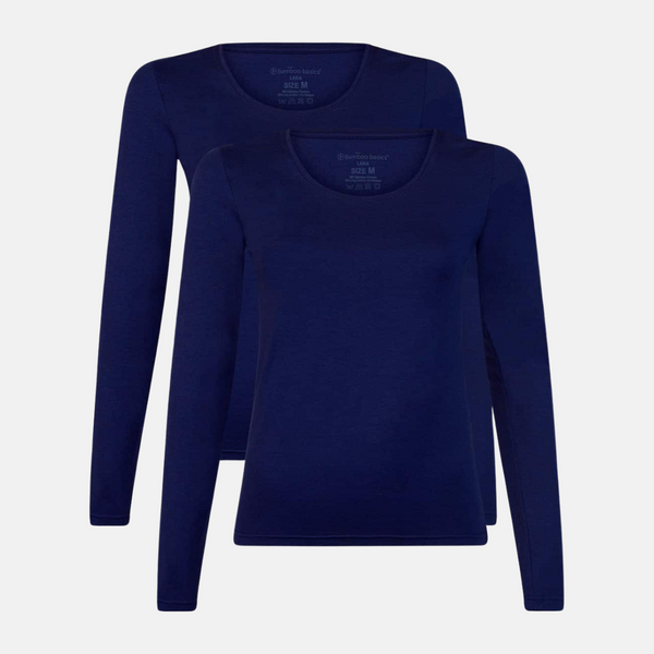 Lara Bambus Langarm-T-Shirt - Navy 2er-Pack