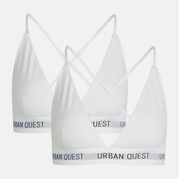 Weißer Bambus Triangel-BH mit verstellbaren Trägern - 2er Pack