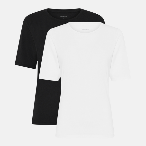 2er-Pack Bambus-T-Shirt in schmaler Passform - Schwarz & Weiß