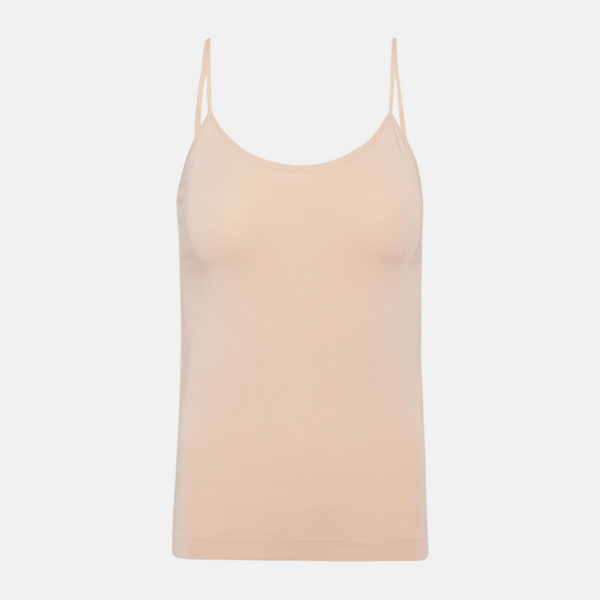 Nacktes rosa Bambus-Top mit dünnen Trägern