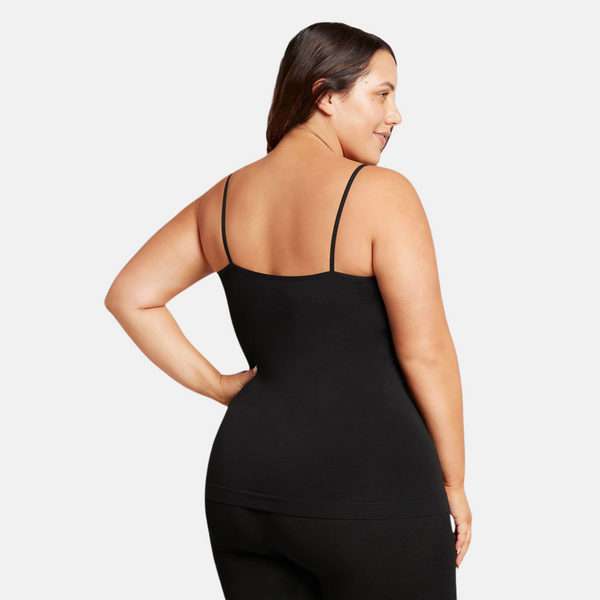 Schwarzes Bambus-Top mit dünnen Trägern