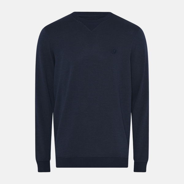 Marineblaues Sweatshirt mit Abzeichen aus Bambus