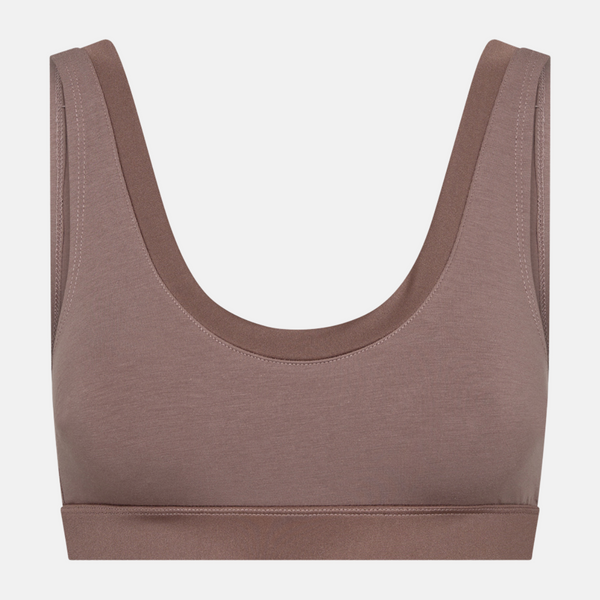 Taupefarbenes Bambus-BH-Top mit femininen Details
