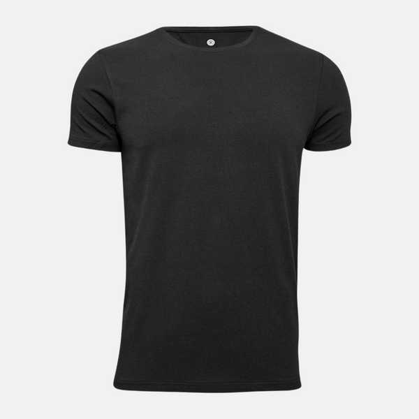 Schwarzes Bambus-T-Shirt mit Rundhalsausschnitt