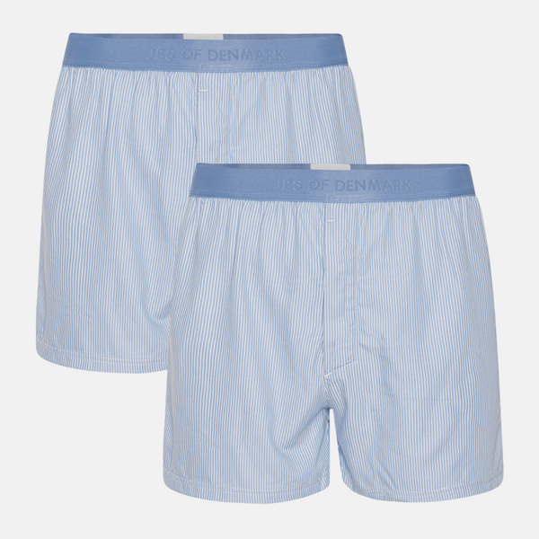 2 Paar hellblau gestreifte Boxershorts aus Bambus