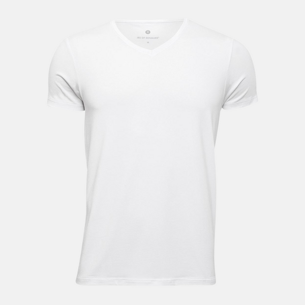 Weißes Bambus-T-Shirt mit V-Ausschnitt
