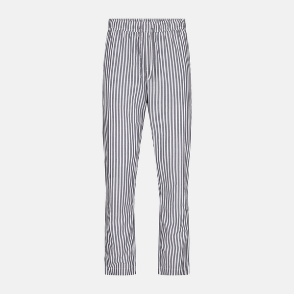 Pyjamahose aus Bambus mit breiten weißen und grauen Streifen