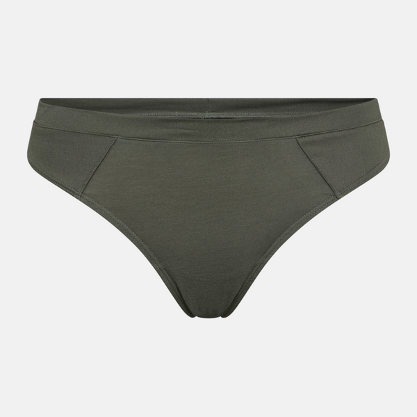 Grüner Bambus-Tanga-Slip mit femininen Details