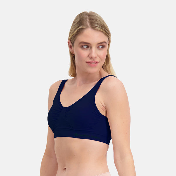 2 pak mørkeblå bambus BH uden bøjle fra Bamboo Basics