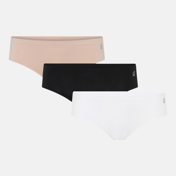 3er Pack Bamboo tai Höschen - schwarz-weiß-nackt