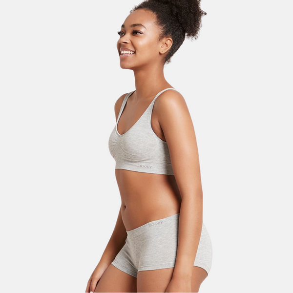 Hellgrauer gepolsterter Bambus-BH ohne Bügel