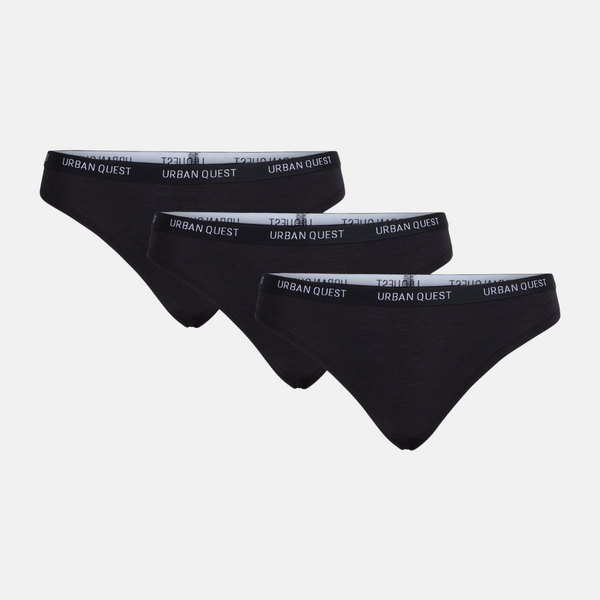 Bambus-Tanga 3er-Pack - schwarz