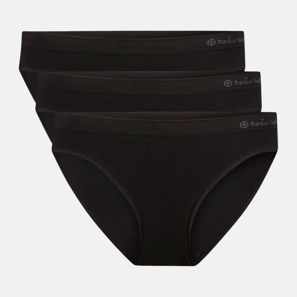 Tess Bambus-Tai-Slip mit schmalem Gummibund - schwarz 3er Pack