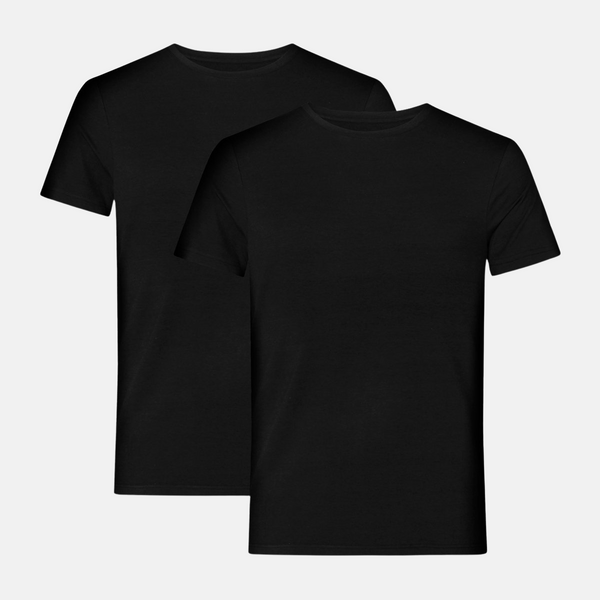 2 schwarze Bambus-T-Shirts mit Rundhalsausschnitt und schmaler Passform