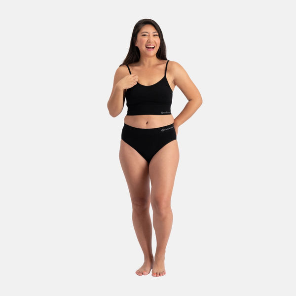 Schwarzer Bambus-BH mit V-Ausschnitt und Futter