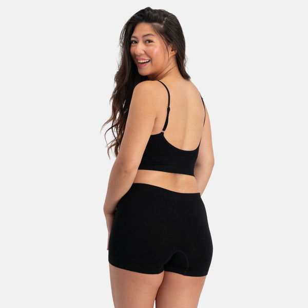 Schwarzer Bambus-BH mit V-Ausschnitt und Futter