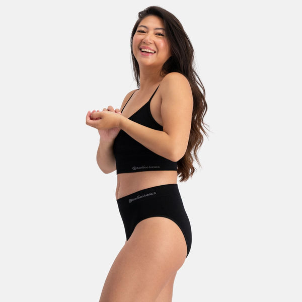 Schwarzer Bambus-BH mit V-Ausschnitt und Futter