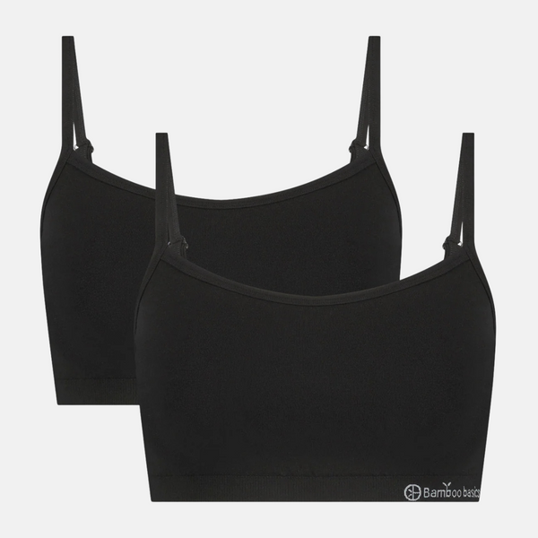 Elle Bambus-BH mit verstellbaren Trägern - schwarz 2er Pack