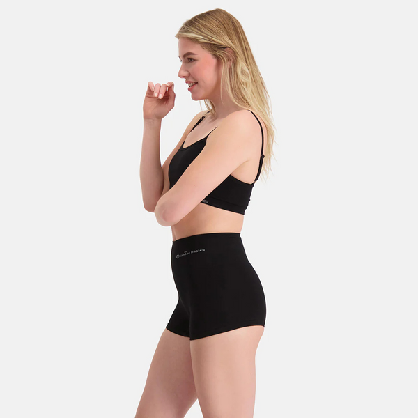 Stella Hotpants aus Bambus mit hoher Taille - Schwarz 2er Pack