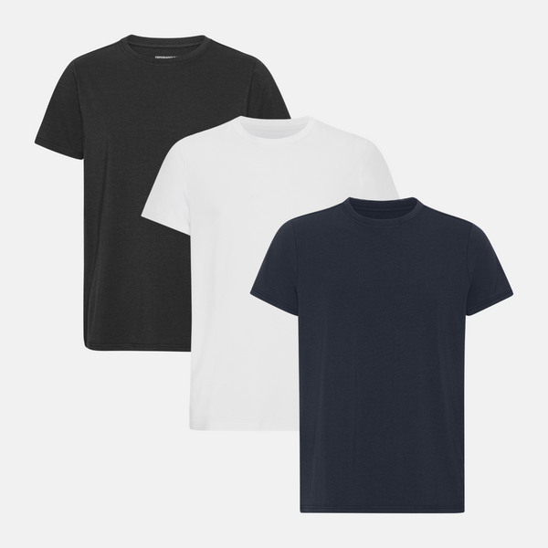 3er-Pack Bambus-T-Shirt schwarz/weiß/marine