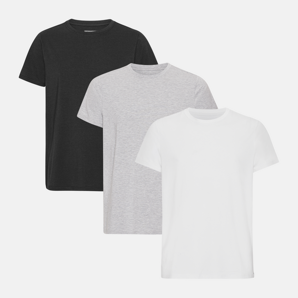 3er-Pack Bambus-T-Shirt schwarz/weiß/hellgrau