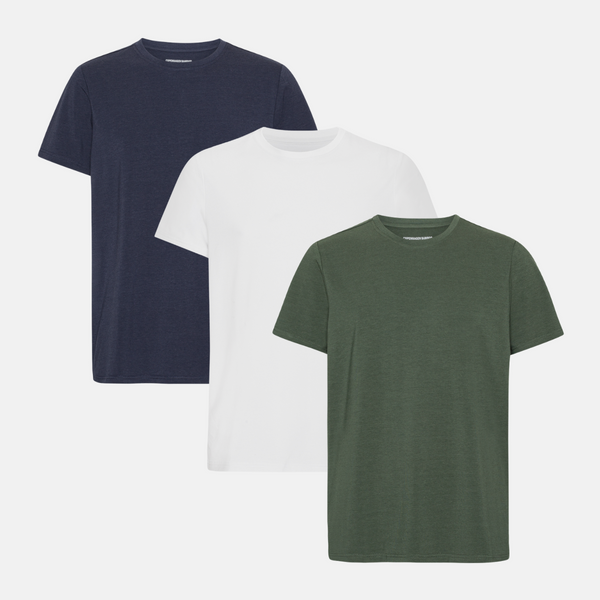 3er-Pack Bambus-T-Shirt weiß/Nachthimmel/Waldnacht