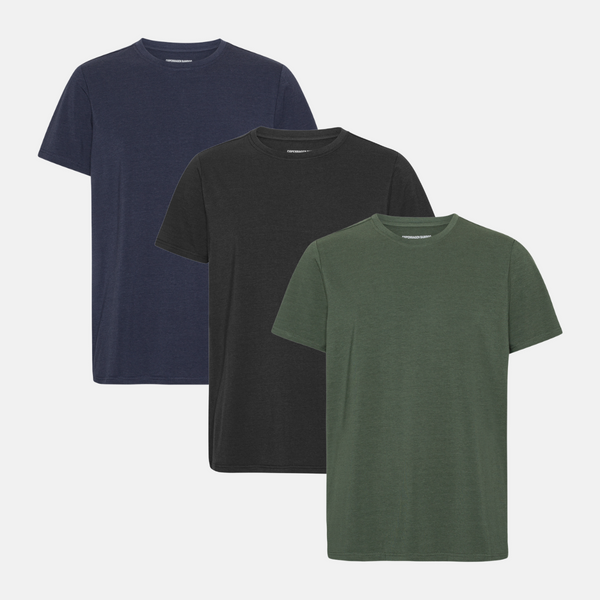 3er-Pack Bambus-T-Shirt schwarz/Nachthimmel/Waldnacht