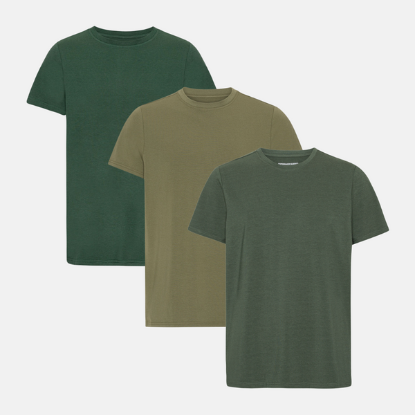 3er-Pack Bambus-T-Shirt grün/oliv/forest night