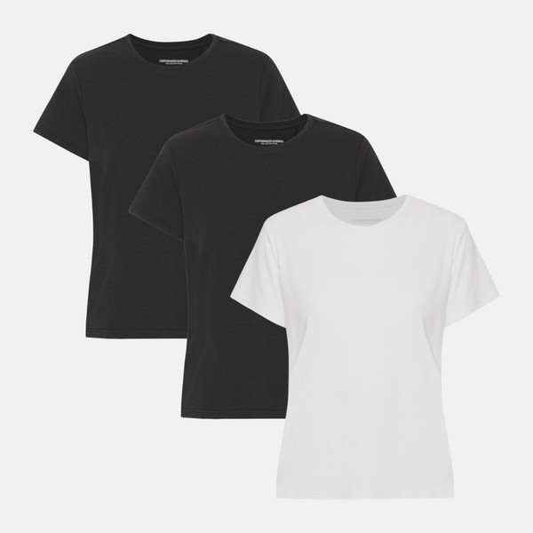3er-Pack Bambus-T-Shirt schwarz/schwarz/weiß
