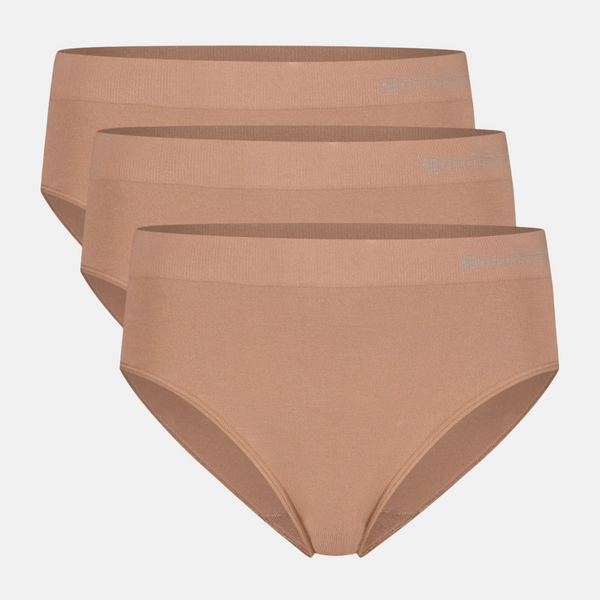 Belle Bambus-Maxislip mit schmalem Gummibund - hellbraun nackt 3er-Pack