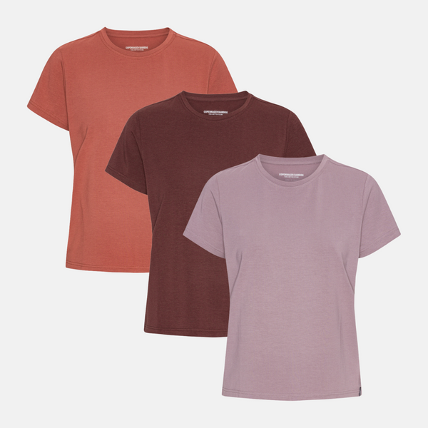 3er-Pack Bambus-T-Shirt lila Taube/dekadente Schokolade/Terracotta
