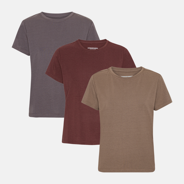 3er-Pack Bambus-T-Shirt braun/dekadent schokolade/kub