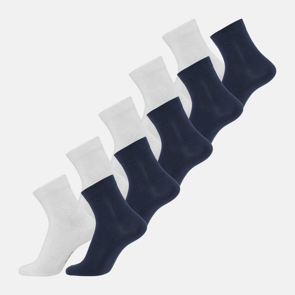 10 Paar Bambussocken niedrig geschnitten weiß/navy