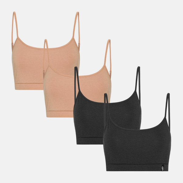 4er Pack BH-Top mit dünner Polsterung schwarz/braun