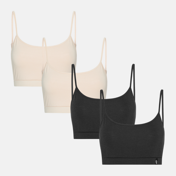 4er Pack BH-Top mit dünner Polsterung schwarz/creme