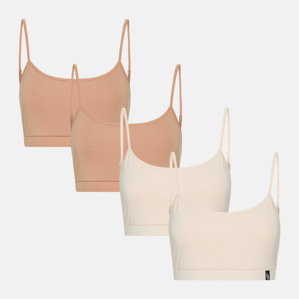 4er-Pack Bambus-BH-Top mit dünnen Trägern tan/cream